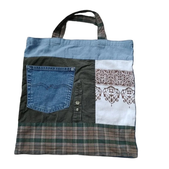 Zaolie Handmade Denim Shopping Bag,  Patchwork - Picture 1 of 9